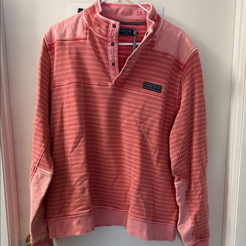 Vineyard Vines Coral Striped Pullover